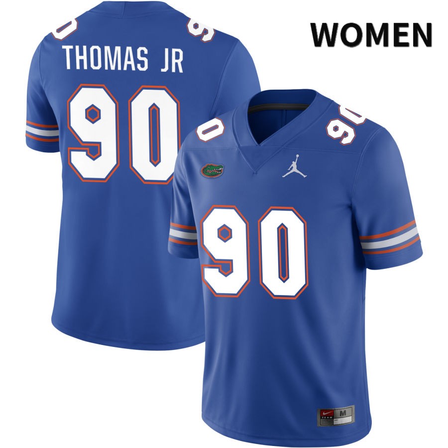 NCAA Florida Gators Chris Thomas Jr Women's #90 Jordan Brand Royal 2022 NIL Stitched Authentic College Football Jersey KKI6764PB